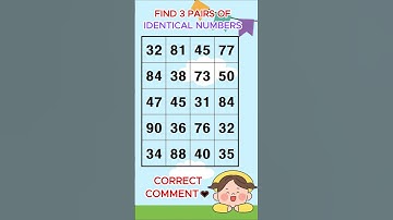 Find 3 pairs of identical numbers /Dementia Prevention Quizzes/Dementia Tests.216