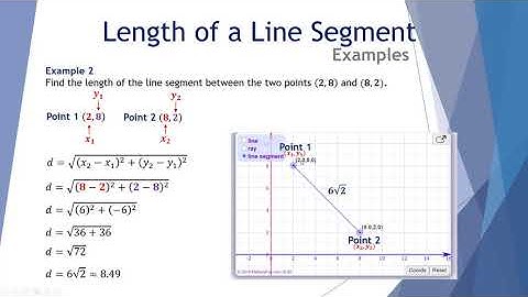 The length of a segment between two points