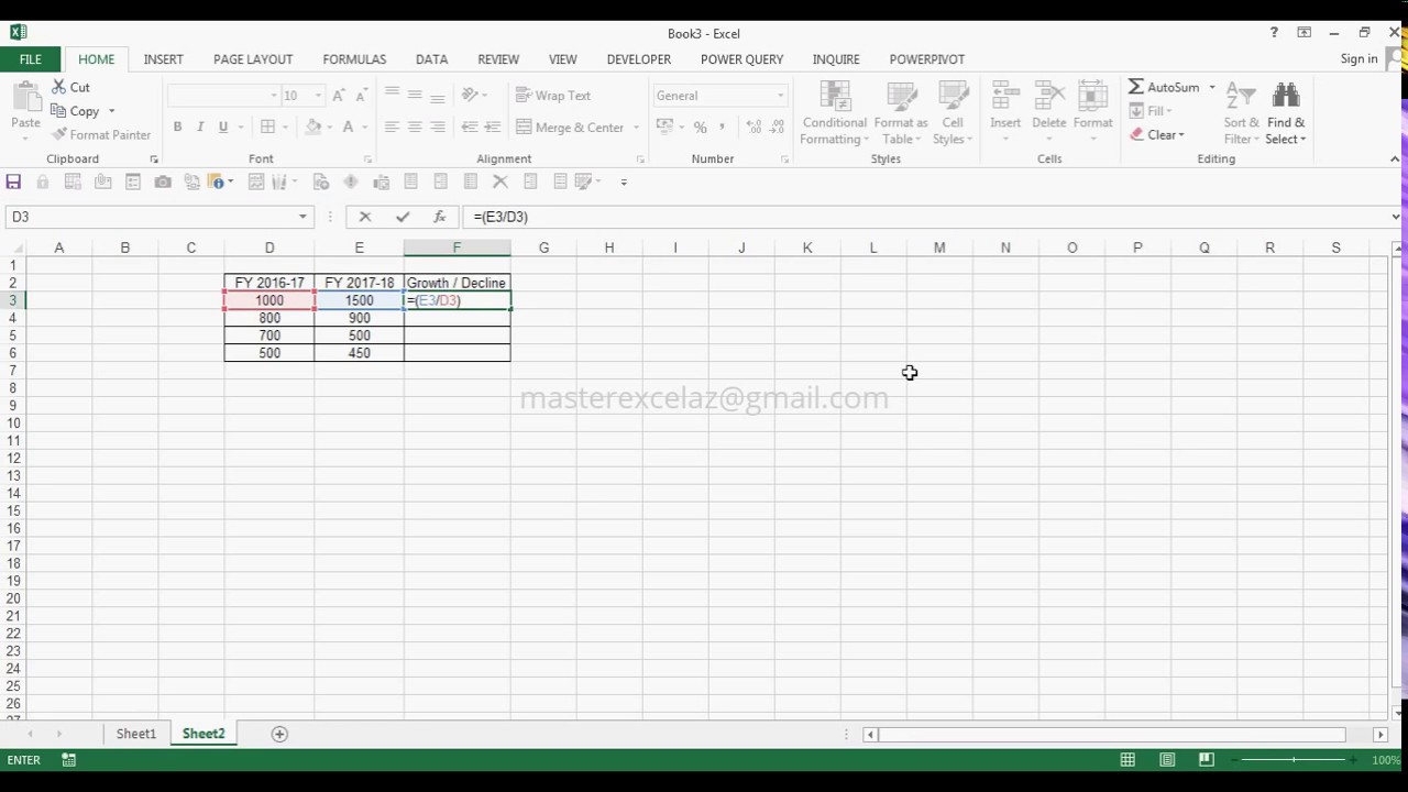 How to Calculate Growth and Decline % in Excel 2013 | Method 2 excel formulas for percentage