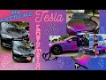 EXTREME UNIQUE & COLORFUL TESLA TRANSFORMATION💜🌈| Bling Out & Decorate My ENTIRE Car W Me✨!!