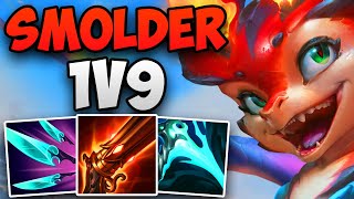 SMOLDER 1V9 CARRY GAMEPLAY IN CHALLENGER! | CHALLENGER SMOLDER ADC GAMEPLAY | Patch 14.2 S14