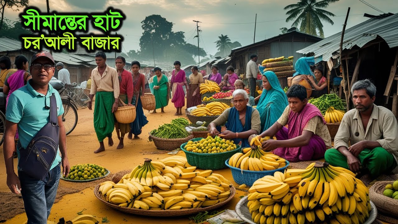 নদীর পাড়ে গ্রামীণ জীবন ও বৈচিত্র্যময় পাহাড়ি হাট| Char Ali Bazar| Bangladesh-India border market