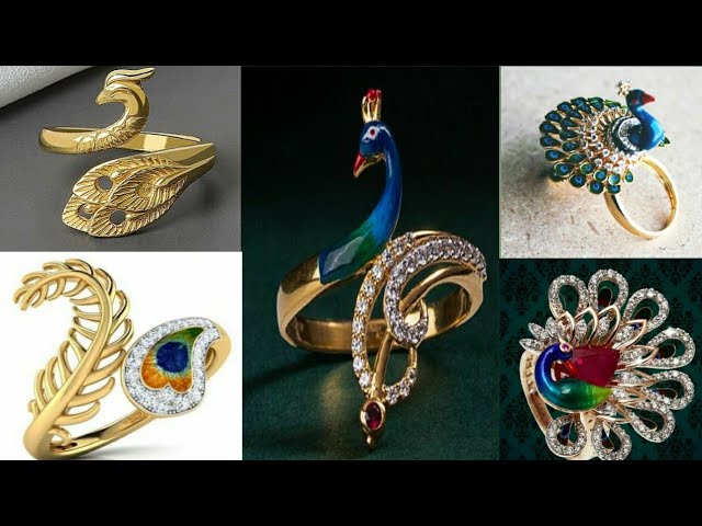 Solid 14k Gold Ring, Peacock 0.117ct Diamond Ring, Bird Ring, Peacock  Diamond Ring, Stackable Ring, Signet Ring, Boho Ring, Dainty Ring - Etsy
