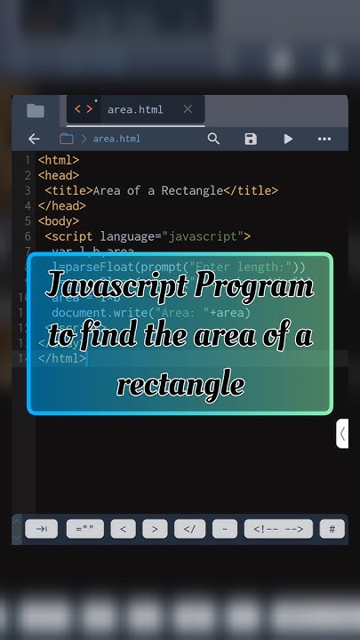 JavaScript program to find the area of a rectangle #itzrafiq #coding # ...