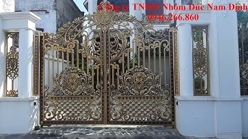 ✅ Mẫu cổng nhôm đúc hoa lá tây biểu tượng trái táo kết hợp đố có đinh tán ,| Cổng nhôm đúc Nam Định