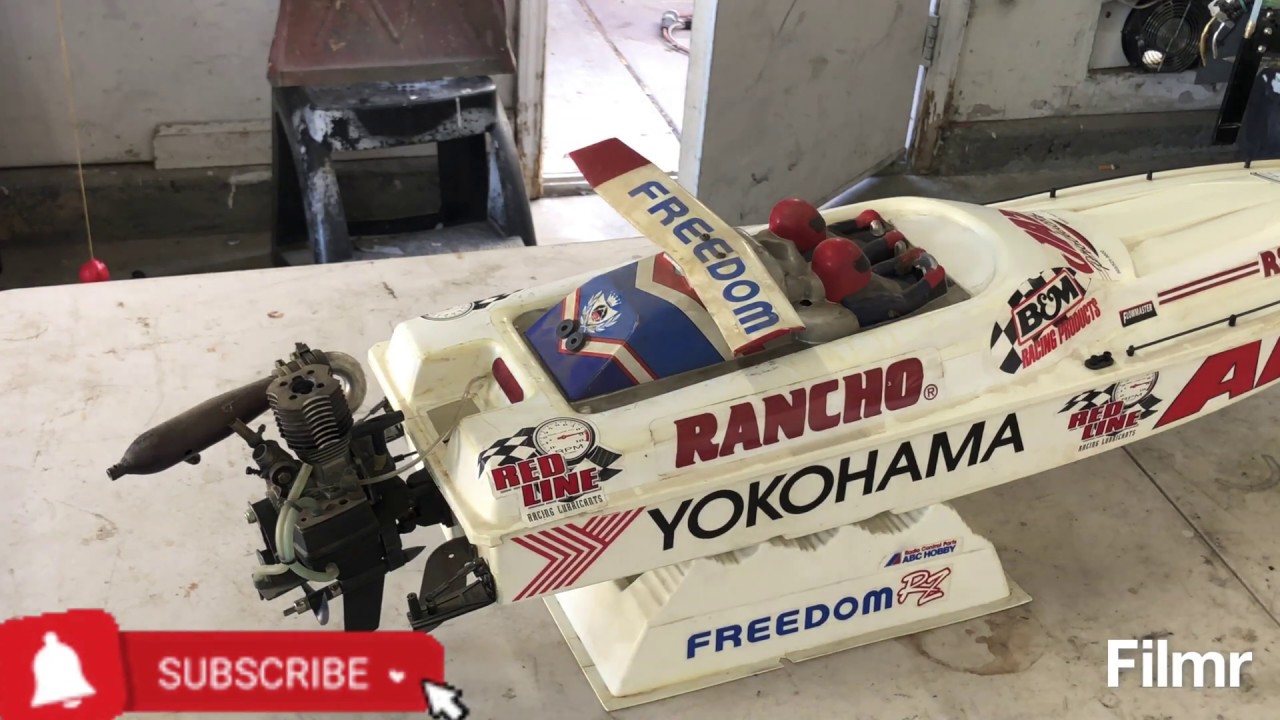 RC Boat with nitro outboard - YouTube