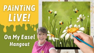 Easy Harmony, Fun simple Daisies & bees / bumblebees, Step by Step, acrylic paint, with Annie Troe
