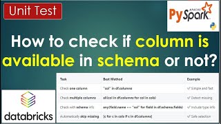 17. UNIT TEST | How to check if column is available in schema? | #pyspark PART 17