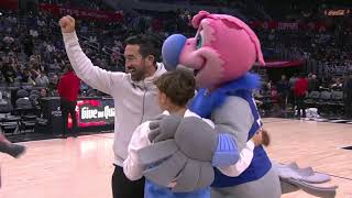 Steve Max and Chuck the Condor lead a game of Simon Says at Halftime