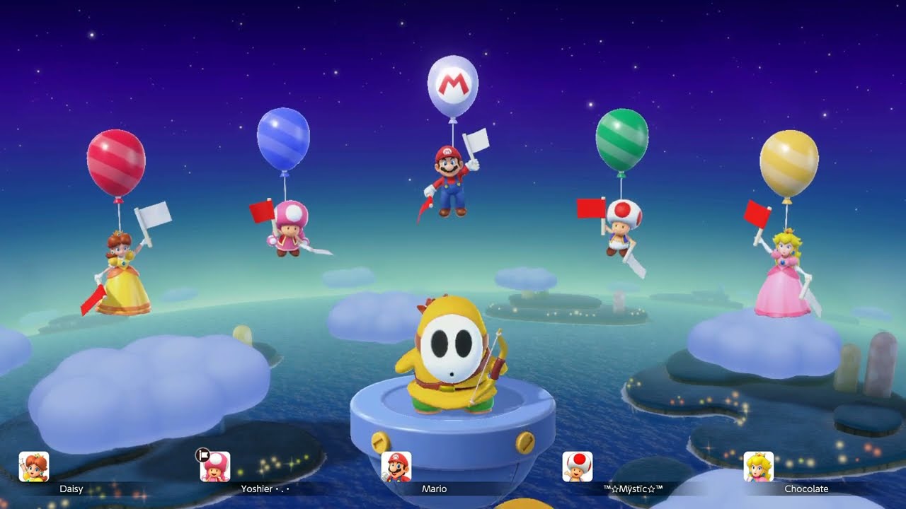 Super Mario Party Jamboree - Peach vs Toad vs Toadette vs Daisy - Rainbow Galleria - (3 players)