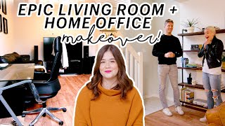 *INCREDIBLE* Living Room + Entertaining Space + Home Office Makeover!!!