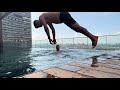 Road to UFC 275 - Singapore - Day TWO. Morning swimming in roof pool. Ranní plavání na střeše.