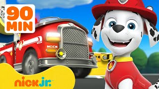 Paw Patrol Marshall's Best Fire Truck Rescues! W/ Rubble & Chase 🚒 90 Minutes | Nick Jr.