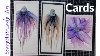 193  Alcohol Ink, Acrylic Ink, Glitter & Markers Makes Beautiful Cards,  tutorial