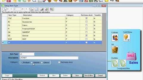 PProAction Accounting - Setup Item type for inventory items