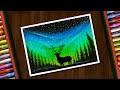 Aurora night drawing with oil pastels for beginners  step by step