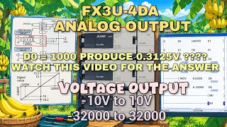 FX3U-4DA: Analog Output -10V to 10V -32000 to 32000 Complete Practical Tutorial | FX3G Mitsubishi