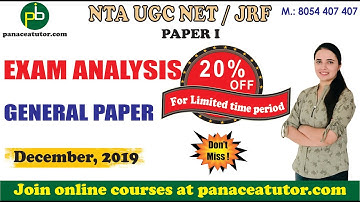 UGC Paper -1 | Overall Exam Analysis of all Shifts December, 2019 | Panacea Tutor