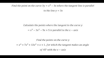 Calculus: Find the point on the curve 3y=x^3-3x where the tangent line is parallel to the line y=3x