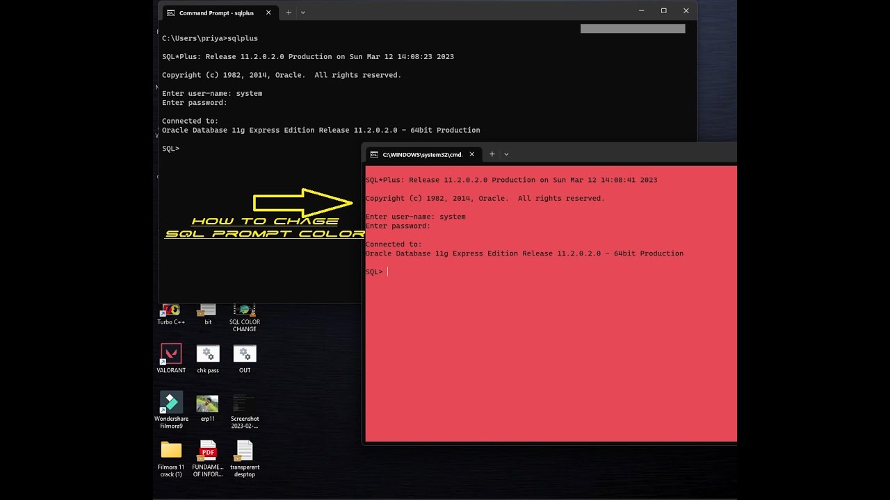 how to chANGE COLOR OF SQL PROMPT IN WINDOWS 11 - YouTube