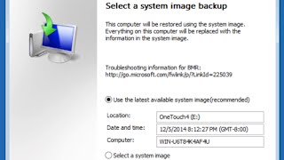 restoring from a system image backup in windows 7