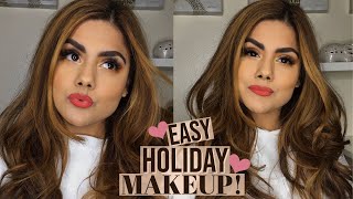 EASY HOLIDAY/CHRISTMAS MAKEUP LOOK!💋 (simple eyes + red lips)