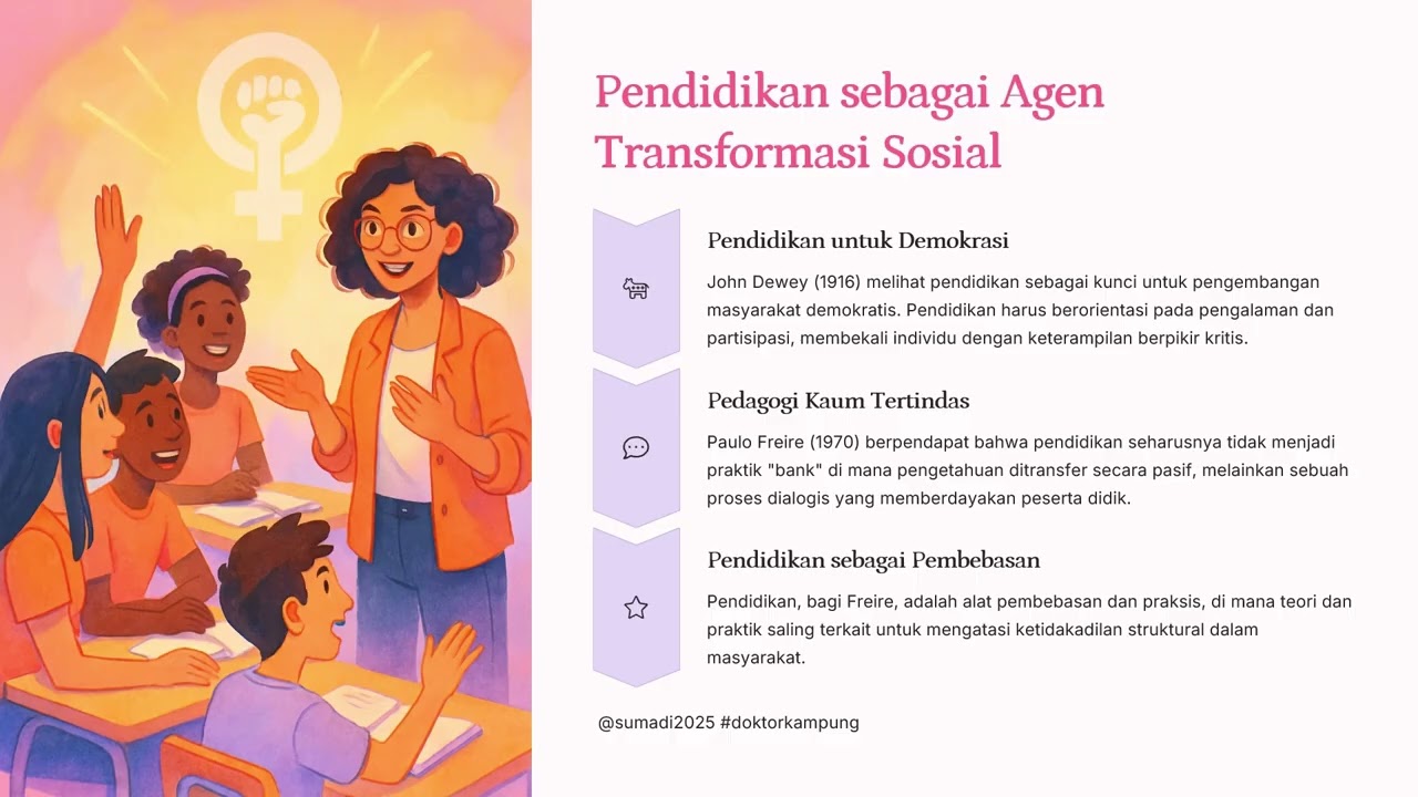 Pendidikan: sebagai AGEN REPRODUKSI struktur sosial  ekonomi dan Kekuatan TRANSFORMATIF