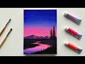 How to Paint a Dreamy Sunset River | Acrylic Landscape Tutorial (Satisfying &amp; Easy)