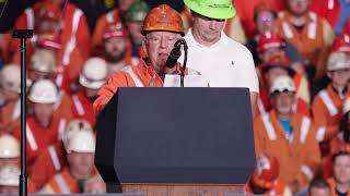 U. S. Steel Clairton Plant employee Andy Macey speaks during President Trump visit -  May 30, 2025