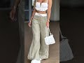 Y2K High Waist Wide Leg Pants for Women Light Green Gray Loose Casual Trousers,Trendy Summer Fashion