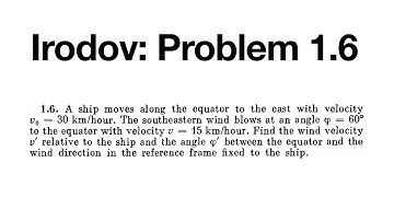 I. E. Irodov Solution to problem 1.6  [Bengali and English] [IIT JEE Physics]