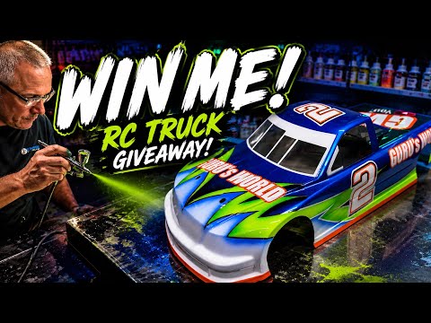 Painting an RC truck body for our giveaway truck
