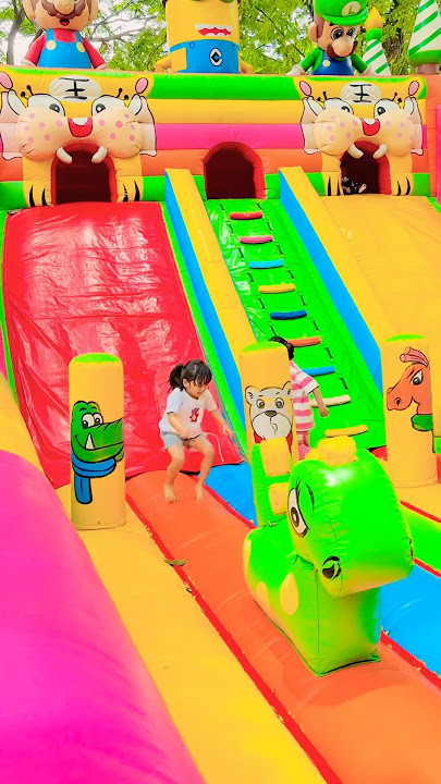 Lompat diantara balon buaya gigi satu dan beruang ada kuda hijau lucu #shorts #viral #funny #fyp