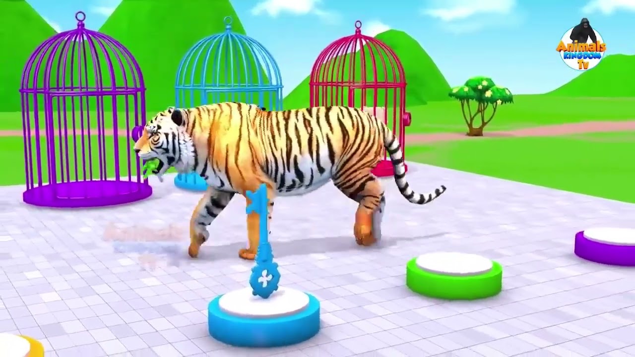 Animals Choose The Right Key With Cow Mammoth Elephant Gorilla Lion Tiger Wild Animals Matching Game