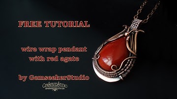 Free tutorial on how to make a pendant with red Agate teardrop cabochon.