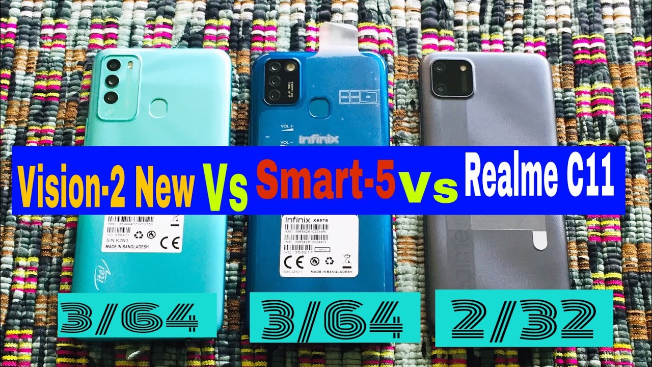 itel vision 2 new and Infinix Smart 5 and Realme c11 Speed Test!  PUBG MOBILE GAME TEST