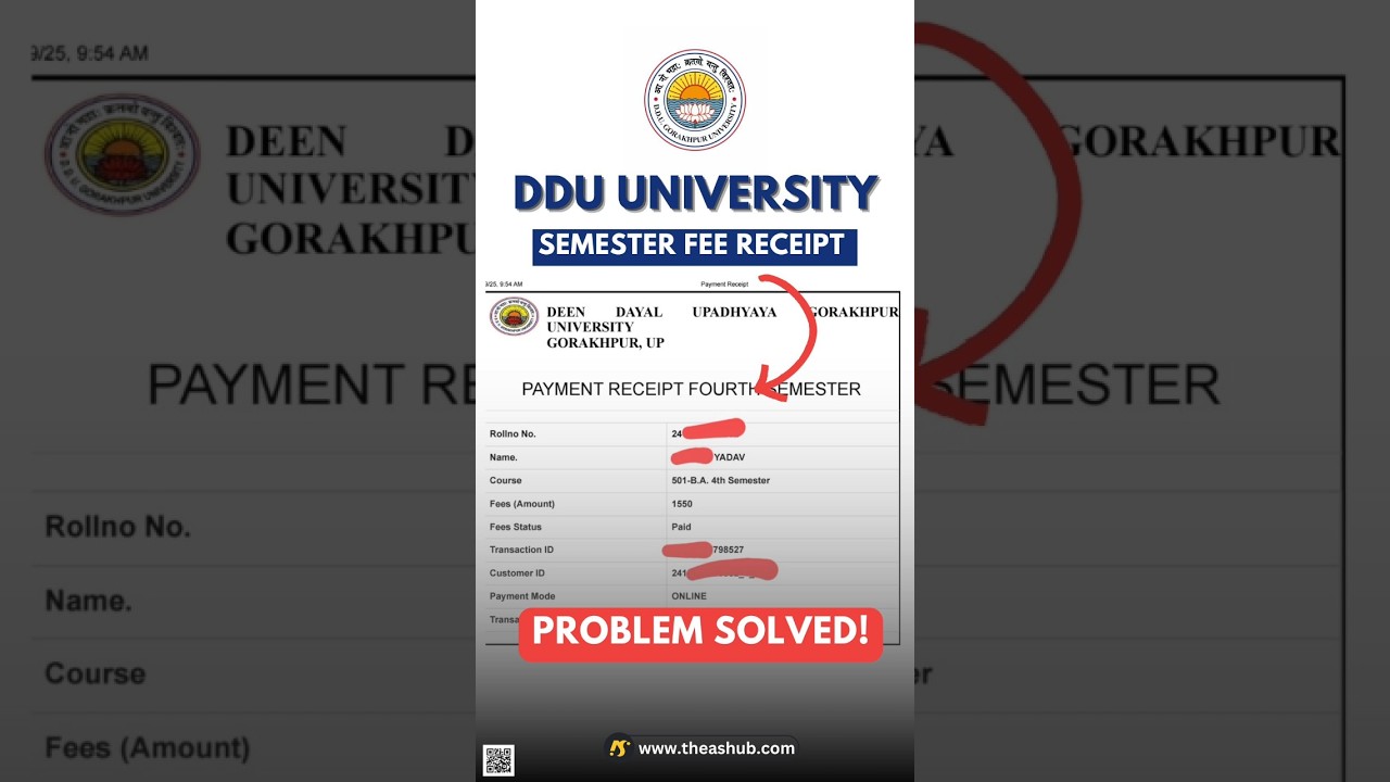 DDU Semester Fee Receipt Problem | DDU Fee Payment Problem 