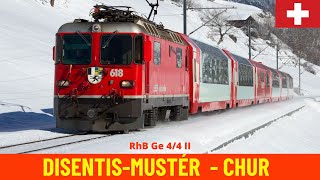 Cab Ride Glacier Express Disentis-Mustér - Chur (Rhaetian Bahn, Switzerland) train driver's view 4K