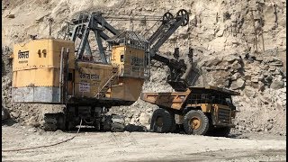 Coal mine  Electric shovel and Holpack on work