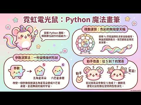 🐭【Python 畫畫學程式】迴圈與幾何魔法！召喚賽博龐克霓虹電光鼠 ⚡ Coding the Neon Rat Python Turtle Graphics (Zodiac Ep.1)