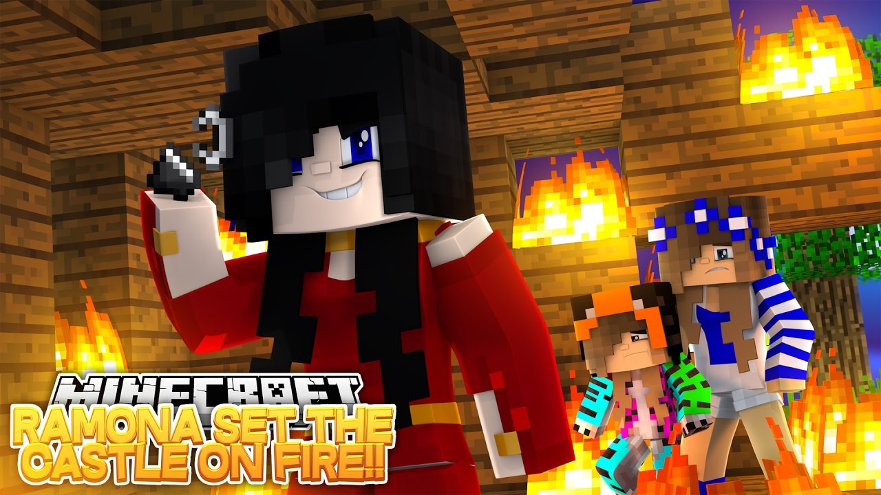 RAMONA SETS THE CASTLE ON FIRE!! w/Little Carly and Little Kelly (Minecraft Roleplay)