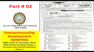 Entrepreneurship Development KMB402 Previous Year Question Paper 2020 MCQ Pattern AKTU Part-2
