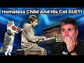 Legendäre Straßenkatze Und Obdachloser Junge Vereinen Sich Für Ein Violinen Klavierduett Auf Der
