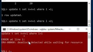 Deadlock transaction in a database with one table - Oracle