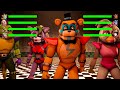 Fnaf vs security breach fighting animations with healthbars compilation