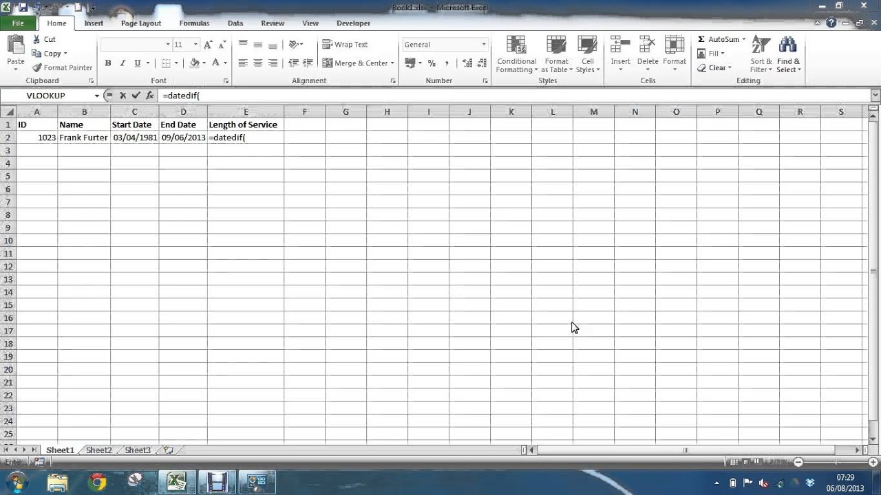 Calculate Employee Length Of Service - Excel Datedif Function