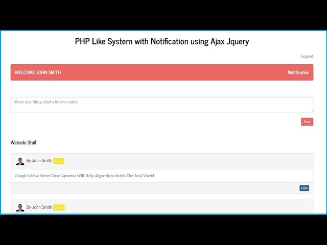 1 - PHP Like System with Notification using Ajax Jquery