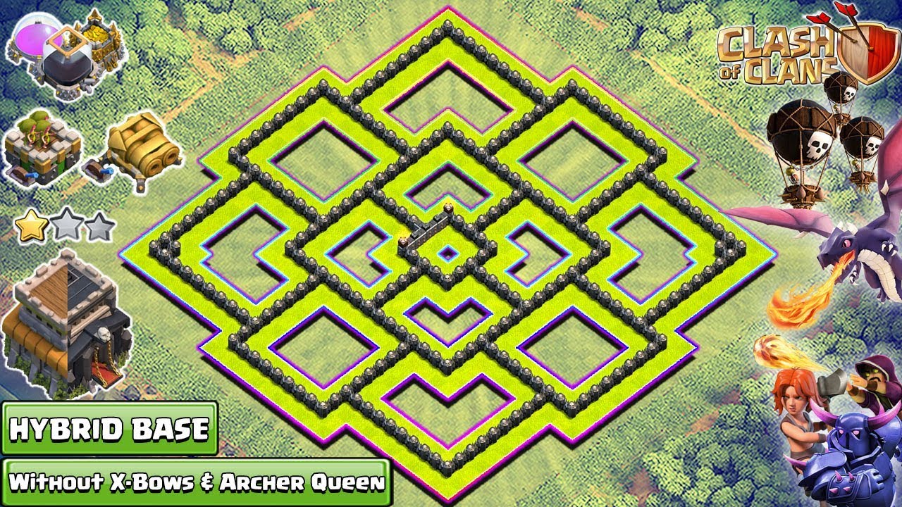 NEW Town Hall 9 (TH9) Base 2018 without X-bows and Archer Queen! TH9 Hybrid Farm Base!!