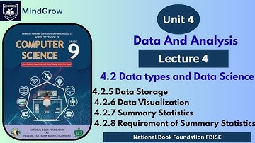 UNIT 4 | DATA AND ANALYSIS | Data Storage, Visualization & Summary Statistics Class 9 NBF | Computer