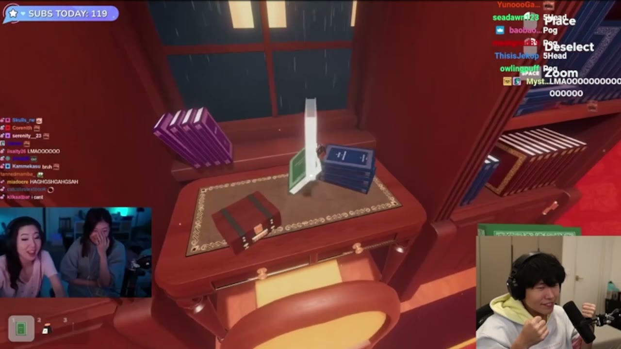 Toast, Rae and Corpse watching and Laughing while Fuslie and Miyoung struggling at Escape Simulator.